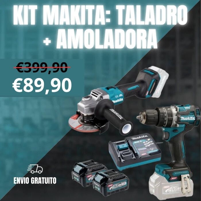 KIT ORIGINAL: TALADRO INALÁMBRICO + AMOLADORA DE ALTO IMPACTO + 26 ACCESORIOS + 2 BATERIAS PROMOCION CIERRE DE LA TIENDA - ENVIO GRÁTIS 24H MRW (Cópia)