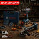 KIT BOSCH ORIGINAL: QUEDAN 6 UNIDADES - TALADRO INALÁMBRICO + AMOLADORA DE ALTO IMPACTO + 26 ACCESORIOS + 2 BATERIAS - PROMOCION BLACK FRIDAY